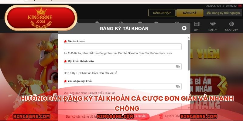 Hướng dẫn đăng ký tài khoản cá cược đơn giản và nhanh chóng