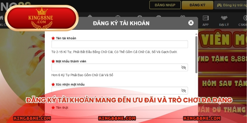 Đăng ký tài khoản mang đến ưu đãi và trò chơi đa dạng